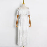 Ruffle Trim One-Shoulder Swing Dress